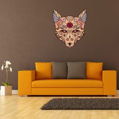T&ecirc;te de renard en motifs fleuris