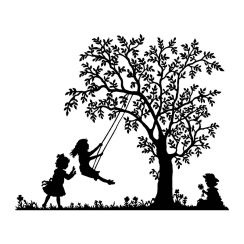 Petites filles qui jouent &agrave; la balan&ccedil;oire