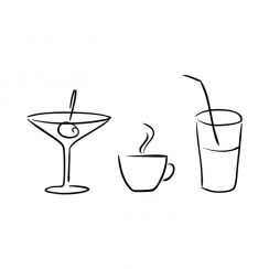 Tasse, verre et cocktail