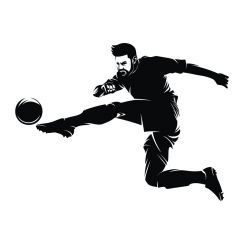Footballeur en reprise de vol&eacute;e